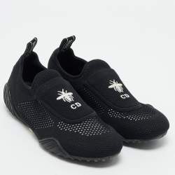 Pre Owned Dior Black Knit Fabric D-Fence Low Top Sneakers Size 38.5