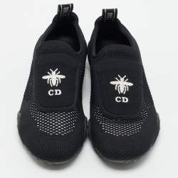 Pre Owned Dior Black Knit Fabric D-Fence Low Top Sneakers Size 38.5