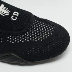 Pre Owned Dior Black Knit Fabric D-Fence Low Top Sneakers Size 38.5