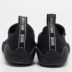 Pre Owned Dior Black Knit Fabric D-Fence Low Top Sneakers Size 38.5