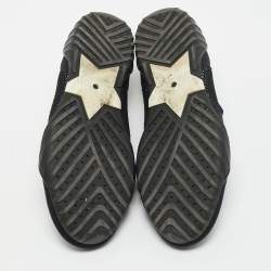 Pre Owned Dior Black Knit Fabric D-Fence Low Top Sneakers Size 38.5