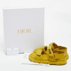 Pre Owned Dior Yellow Leather DiorAct Flat Sandals Size 36