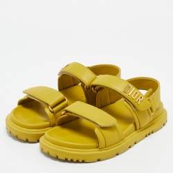 Pre Owned Dior Yellow Leather DiorAct Flat Sandals Size 36