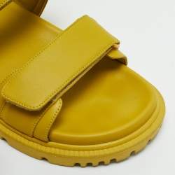 Pre Owned Dior Yellow Leather DiorAct Flat Sandals Size 36
