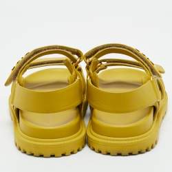 Pre Owned Dior Yellow Leather DiorAct Flat Sandals Size 36