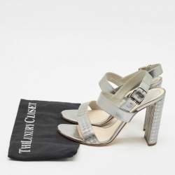 Pre Owned Dior Silver Cannage Quilted Leather Ankle Strap Sandals Size 40