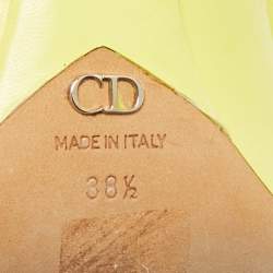 Pre Owned Dior Bright Yellow Leather Open Toe Pumps Size 38.5