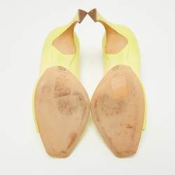 Pre Owned Dior Bright Yellow Leather Open Toe Pumps Size 38.5