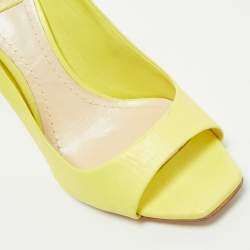 Pre Owned Dior Bright Yellow Leather Open Toe Pumps Size 38.5