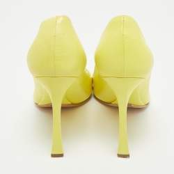 Pre Owned Dior Bright Yellow Leather Open Toe Pumps Size 38.5