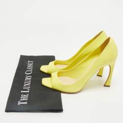 Pre Owned Dior Bright Yellow Leather Open Toe Pumps Size 38.5