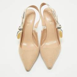 Dior Beige Technical Fabric J'Adior Pointed Toe Slingback Pumps Size 37.5