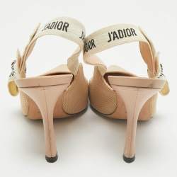 Dior Beige Technical Fabric J'Adior Pointed Toe Slingback Pumps Size 37.5
