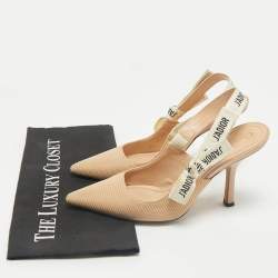Dior Beige Technical Fabric J'Adior Pointed Toe Slingback Pumps Size 37.5