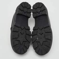 Pre Owned Dior Black Brushed Leather Boy Platform Slip On Loafers Size 37