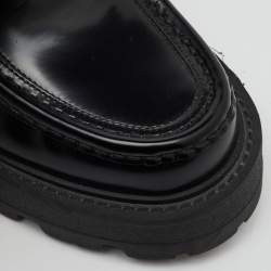 Pre Owned Dior Black Brushed Leather Boy Platform Slip On Loafers Size 37