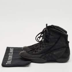 Dior Black Oblique Canvas and Suede High Top Sneakers Size 36