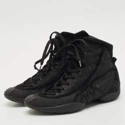 Dior Black Oblique Canvas and Suede High Top Sneakers Size 36