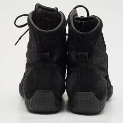 Dior Black Oblique Canvas and Suede High Top Sneakers Size 36