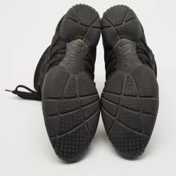 Dior Black Oblique Canvas and Suede High Top Sneakers Size 36