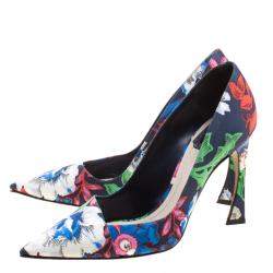 Dior Floral Printed Canvas Pointed Toe Pumps Size 37