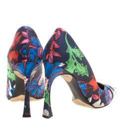 Dior Floral Printed Canvas Pointed Toe Pumps Size 37