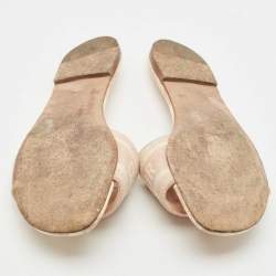 Dior Pink/Cream Embroidered Canvas Dway Flat Slides Size 40.5