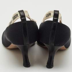 Dior J'adior Black Canvas Ribbon Pointed Toe Pumps Size 37