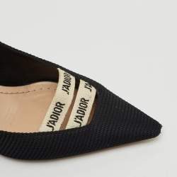Dior J'adior Black Canvas Ribbon Pointed Toe Pumps Size 37