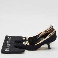 Dior J'adior Black Canvas Ribbon Pointed Toe Pumps Size 37