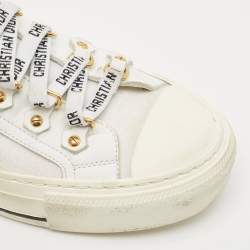 Pre Owned Dior White Fabric Walk'n'Dior Lace Up High-Top Sneakers Size 38