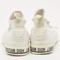 Pre Owned Dior White Fabric Walk'n'Dior Lace Up High-Top Sneakers Size 38