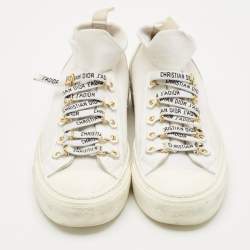Pre Owned Dior White Fabric Walk'n'Dior Lace Up High-Top Sneakers Size 38