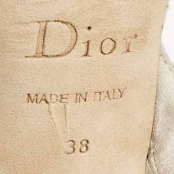 Dior Off White Satin Crystals Bow Ankle Strap Sandals Size 38