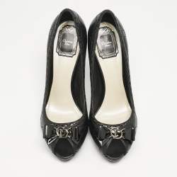 Dior Black Cannage Leather Lovely Peep Toe Pumps Size 40