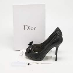 Dior Black Cannage Leather Lovely Peep Toe Pumps Size 40