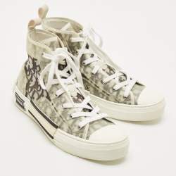 Dior Metallic Grey Oblique Jacquard B23 High Top Sneakers Size 40