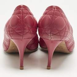 Dior Red Cannage Leather Bow Detail Peep Toe Pumps Size 41