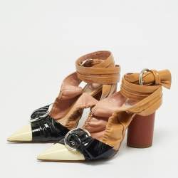 Dior Tri Color Patent Leather Conquest Ankle Wrap Sandals Size 37.5