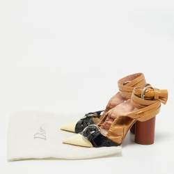 Dior Tri Color Patent Leather Conquest Ankle Wrap Sandals Size 37.5