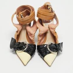 Dior Tri Color Patent Leather Conquest Ankle Wrap Sandals Size 37.5