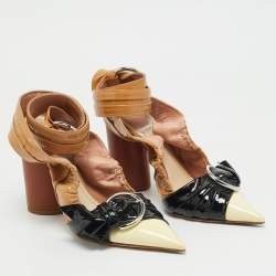 Dior Tri Color Patent Leather Conquest Ankle Wrap Sandals Size 37.5