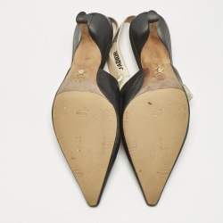 مملوكة مسبقًا Dior Black/White Leather J'Adior Slingback Pumps Size 40.5