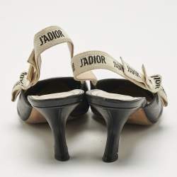مملوكة مسبقًا Dior Black/White Leather J'Adior Slingback Pumps Size 40.5