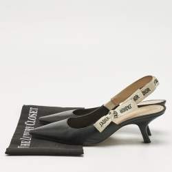 مملوكة مسبقًا Dior Black/White Leather J'Adior Slingback Pumps Size 40.5