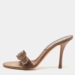 Dior Brown Suede Buckle Detail Slide Sandals Size 40