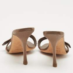 Dior Brown Suede Buckle Detail Slide Sandals Size 40