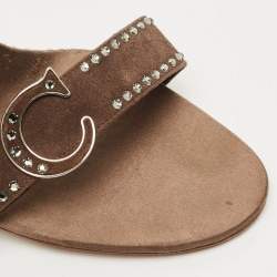 Dior Brown Suede Buckle Detail Slide Sandals Size 40