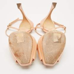 Dior Beige/Transparent  Leather Crystal Embellished Ankle Strap Sandals Size 37