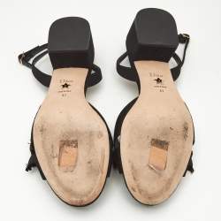 Dior Black Canvas Pear  Embellished Ankle Strap Sandals Size 41